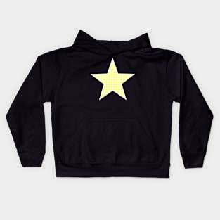 Yellow and White Gingham Star Kids Hoodie